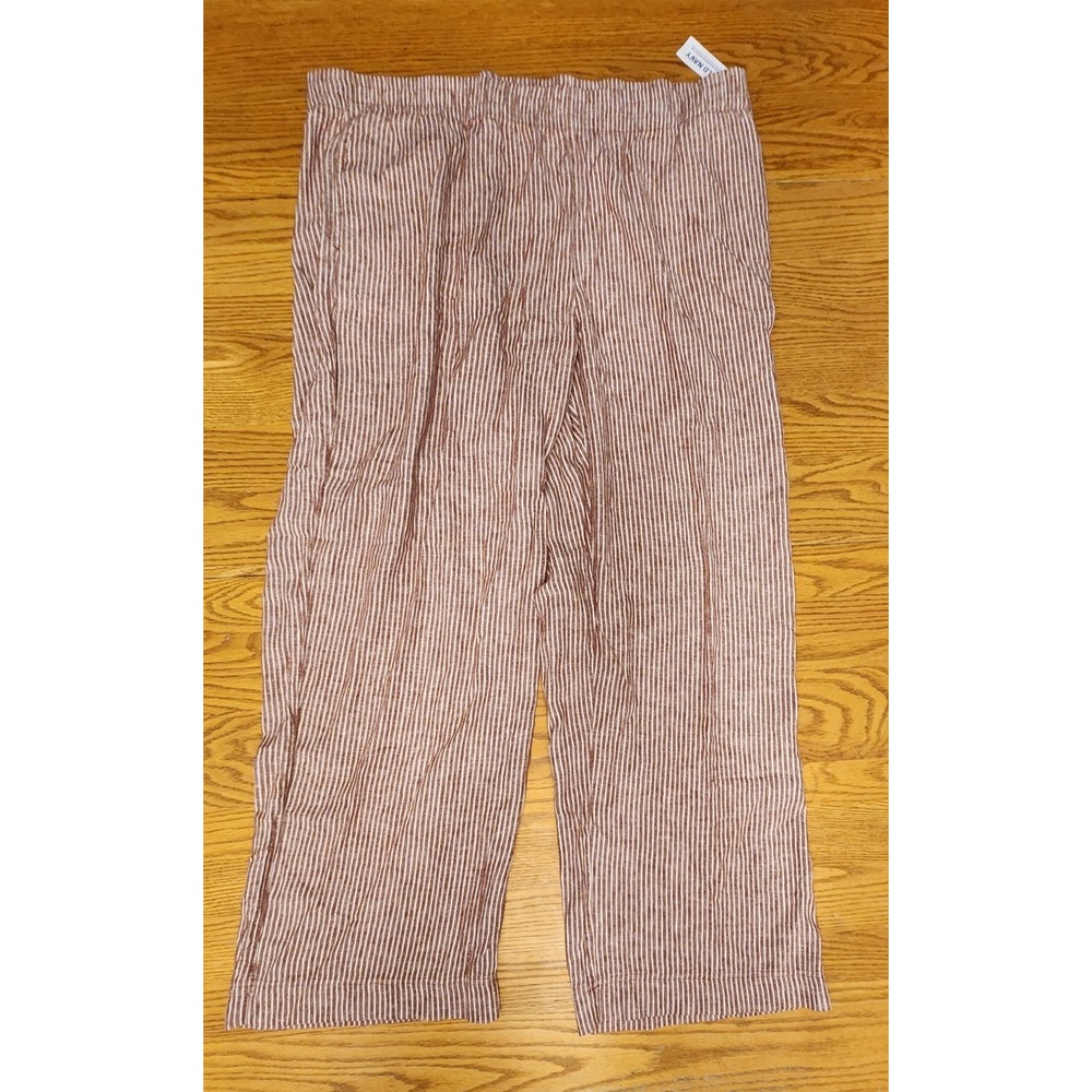 Old Navy Striped Red and Cream Linen Pants